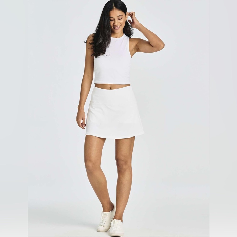 Real Essentials White Mini Skort Chic and Versatile